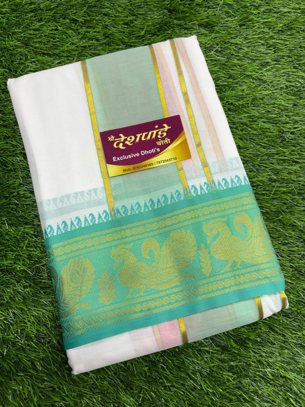 DHOTI SET WITH C GREEN BORDER