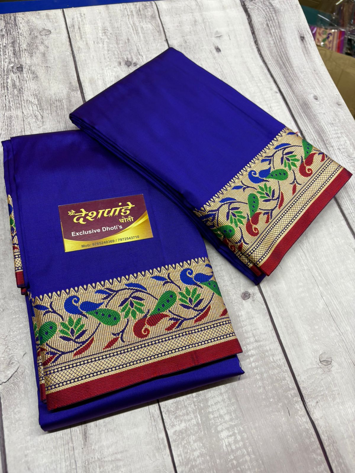 POLISTER SILK DHOTI SET- blue