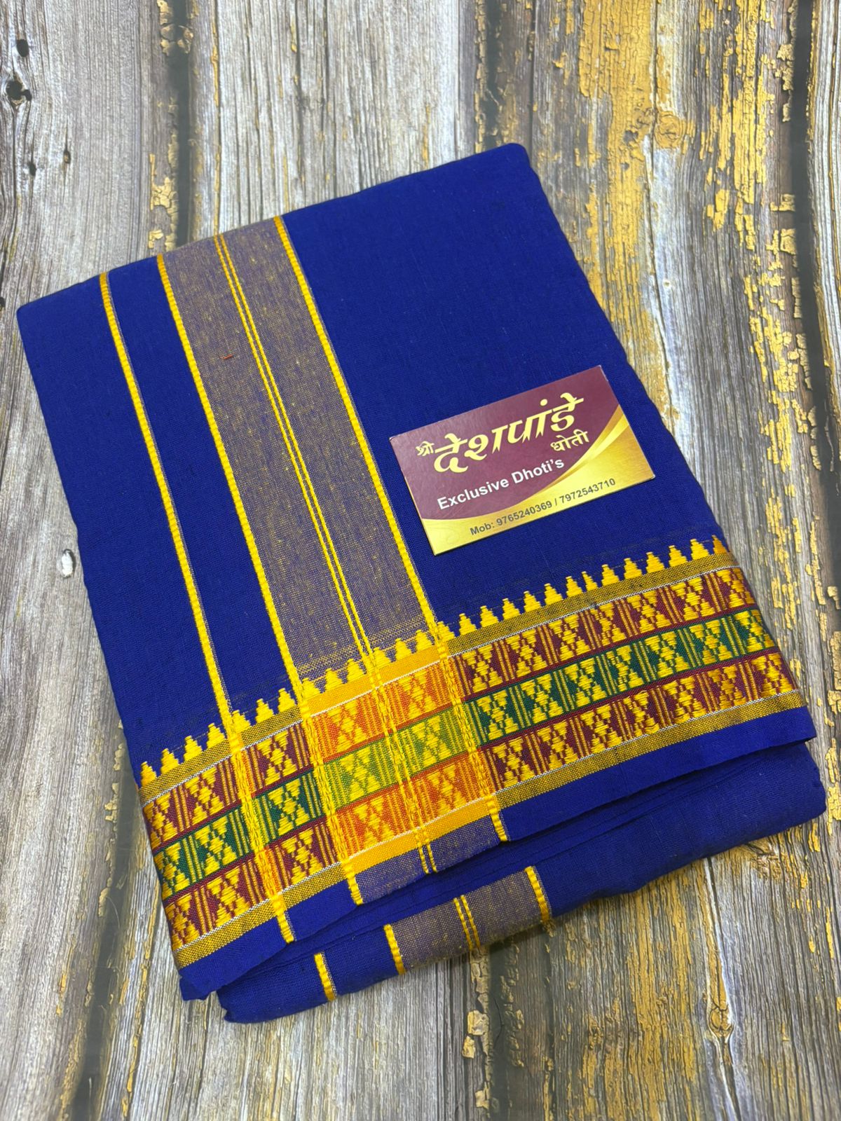 South Cotton Royal Blue Dhoti set