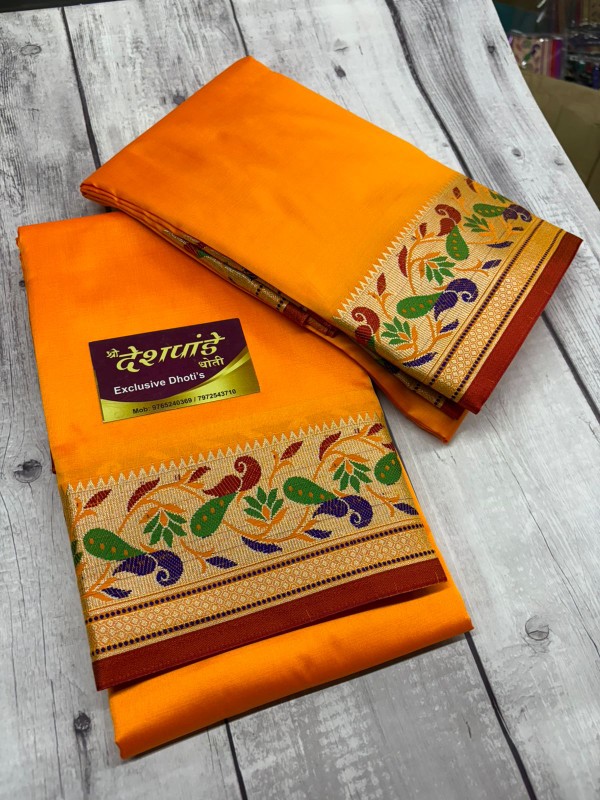 POLISTER SILK DHOTI SET- Mango