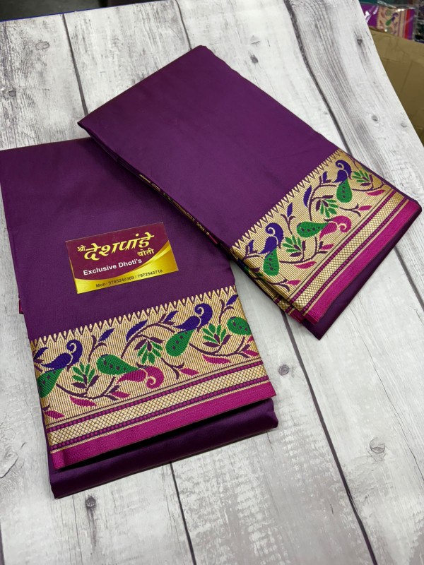 POLISTER SILK DHOTI SET- Dark Mejanta